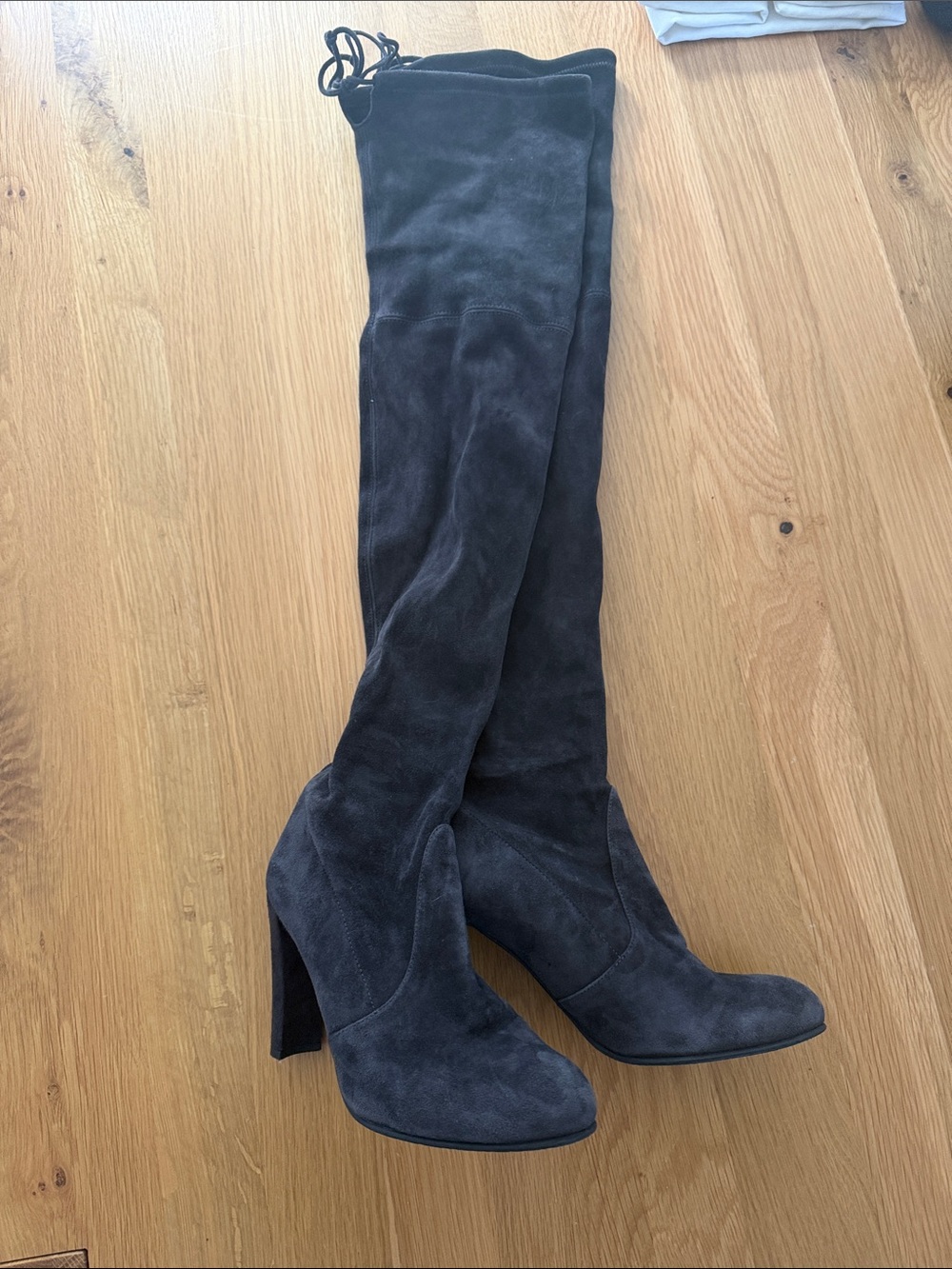 Stuart Weitzman Charcoal Suede Over-the-Knee High Heel Boots